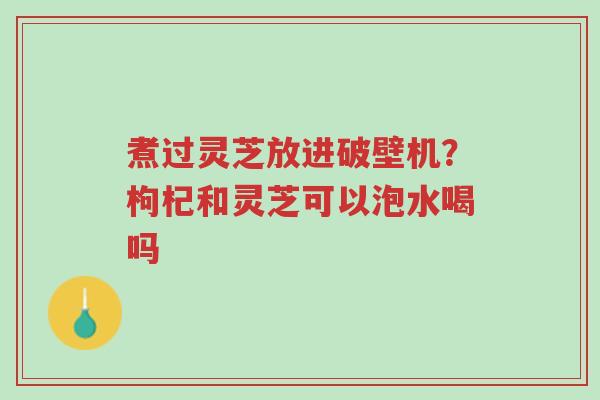 煮过灵芝放进破壁机?枸杞和灵芝可以泡水喝吗-第1张图片-超越 煮过灵芝放进破壁机?枸杞和灵芝可以泡水喝吗-第1张图片-超越