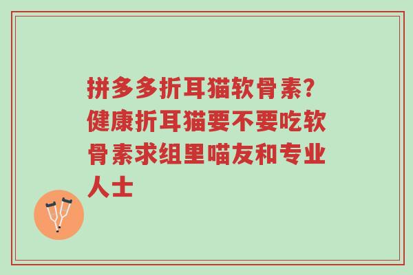 拼多多折耳猫软骨素?健康折耳猫要不要吃软骨素求组里喵友和专业人士-第1张图片-超越 拼多多折耳猫软骨素?健康折耳猫要不要吃软骨素求组里喵友和专业人士-第1张图片-超越