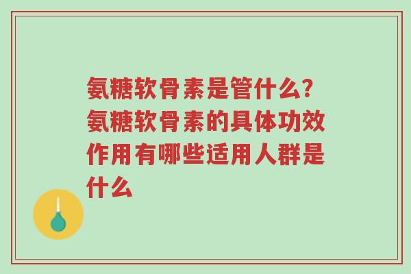 氨糖软骨素是管什么?氨糖软骨素的具体功效作用有哪些适用人群是什么-第1张图片-超越 氨糖软骨素是管什么?氨糖软骨素的具体功效作用有哪些适用人群是什么-第1张图片-超越