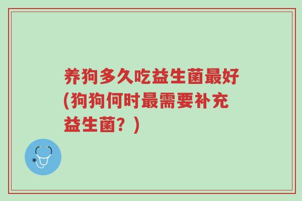 养狗多久吃益生菌最好(狗狗何时最需要补充益生菌?)-第1张图片-超越 养狗多久吃益生菌最好(狗狗何时最需要补充益生菌?)-第1张图片-超越