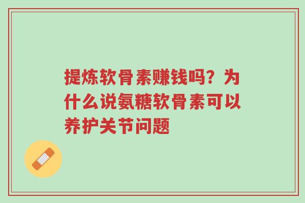 提炼软骨素赚钱吗?为什么说氨糖软骨素可以养护关节问题-第1张图片-超越 提炼软骨素赚钱吗?为什么说氨糖软骨素可以养护关节问题-第1张图片-超越
