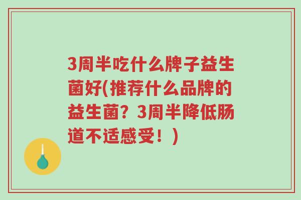 3周半吃什么牌子益生菌好(推荐什么品牌的益生菌?3周半降低肠道不适感受!)-第1张图片-超越 3周半吃什么牌子益生菌好(推荐什么品牌的益生菌?3周半降低肠道不适感受!)-第1张图片-超越