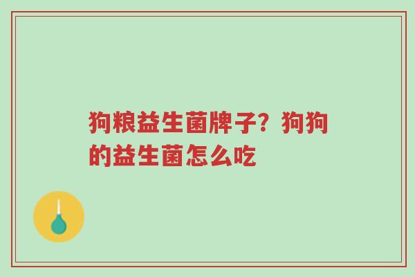 狗粮益生菌牌子?狗狗的益生菌怎么吃-第1张图片-超越 狗粮益生菌牌子?狗狗的益生菌怎么吃-第1张图片-超越
