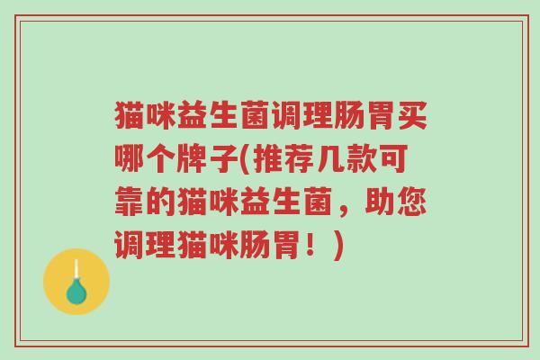 猫咪益生菌调理肠胃买哪个牌子(推荐几款可靠的猫咪益生菌,助您调理猫咪肠胃!)-第1张图片-超越 猫咪益生菌调理肠胃买哪个牌子(推荐几款可靠的猫咪益生菌,助您调理猫咪肠胃!)-第1张图片-超越