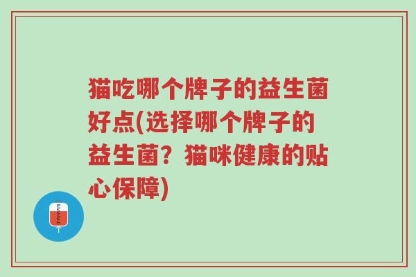 猫吃哪个牌子的益生菌好点(选择哪个牌子的益生菌?猫咪健康的贴心保障)-第1张图片-超越 猫吃哪个牌子的益生菌好点(选择哪个牌子的益生菌?猫咪健康的贴心保障)-第1张图片-超越