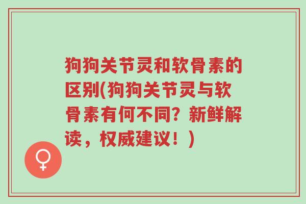 狗狗关节灵和软骨素的区别(狗狗关节灵与软骨素有何不同?新鲜解读,权威建议!)-第1张图片-超越 狗狗关节灵和软骨素的区别(狗狗关节灵与软骨素有何不同?新鲜解读,权威建议!)-第1张图片-超越