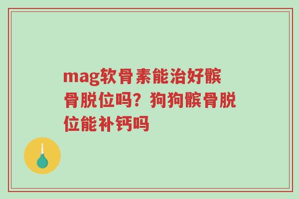 mag软骨素能治好髌骨脱位吗?狗狗髌骨脱位能补钙吗-第1张图片-超越 mag软骨素能治好髌骨脱位吗?狗狗髌骨脱位能补钙吗-第1张图片-超越
