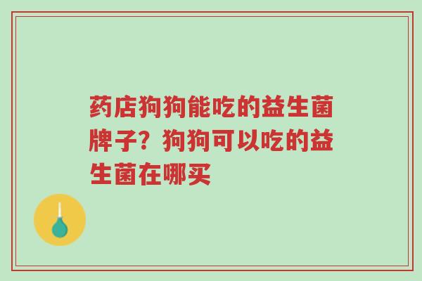 药店狗狗能吃的益生菌牌子?狗狗可以吃的益生菌在哪买-第1张图片-超越 药店狗狗能吃的益生菌牌子?狗狗可以吃的益生菌在哪买-第1张图片-超越