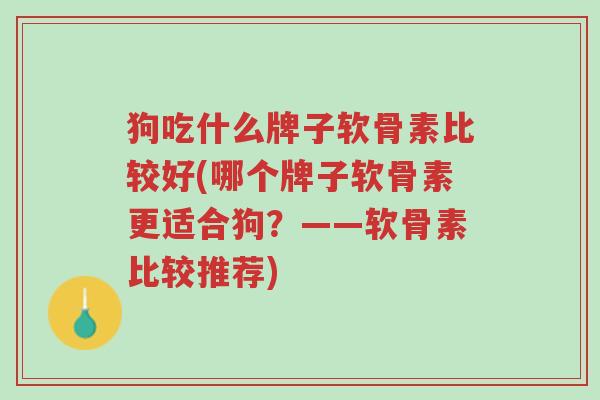 狗吃什么牌子软骨素比较好(哪个牌子软骨素更适合狗?——软骨素比较推荐)-第1张图片-超越 狗吃什么牌子软骨素比较好(哪个牌子软骨素更适合狗?——软骨素比较推荐)-第1张图片-超越