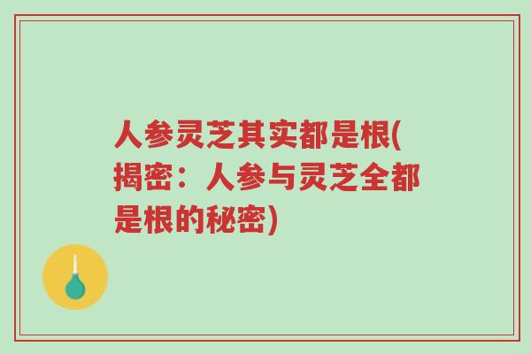人参灵芝其实都是根(揭密:人参与灵芝全都是根的秘密)-第1张图片-超越 人参灵芝其实都是根(揭密:人参与灵芝全都是根的秘密)-第1张图片-超越