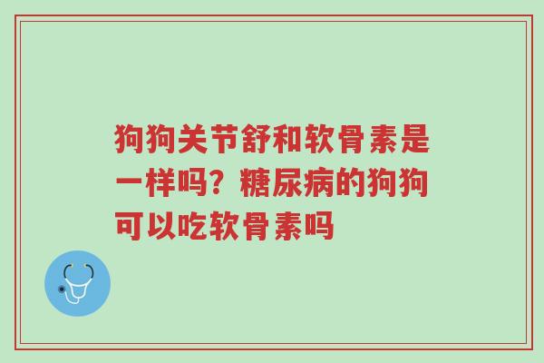 狗狗关节舒和软骨素是一样吗?糖尿病的狗狗可以吃软骨素吗-第1张图片-超越 狗狗关节舒和软骨素是一样吗?糖尿病的狗狗可以吃软骨素吗-第1张图片-超越