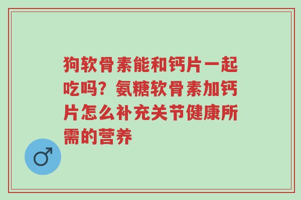 狗软骨素能和钙片一起吃吗?氨糖软骨素加钙片怎么补充关节健康所需的营养-第1张图片-超越 狗软骨素能和钙片一起吃吗?氨糖软骨素加钙片怎么补充关节健康所需的营养-第1张图片-超越