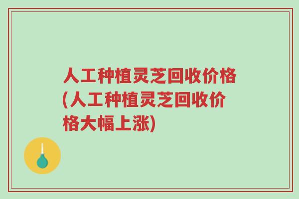人工种植灵芝回收价格(人工种植灵芝回收价格大幅上涨)-第1张图片-超越