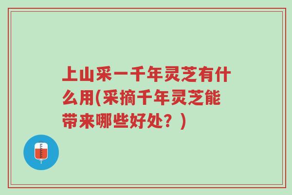 上山采一千年灵芝有什么用(采摘千年灵芝能带来哪些好处?)-第1张图片-超越 上山采一千年灵芝有什么用(采摘千年灵芝能带来哪些好处?)-第1张图片-超越