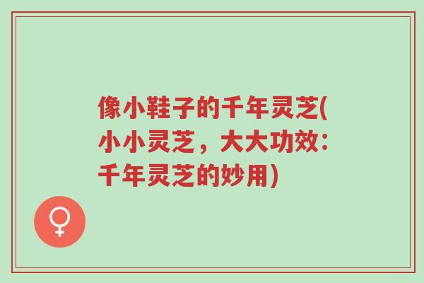 像小鞋子的千年灵芝(小小灵芝,大大功效:千年灵芝的妙用)-第1张图片-超越 像小鞋子的千年灵芝(小小灵芝,大大功效:千年灵芝的妙用)-第1张图片-超越