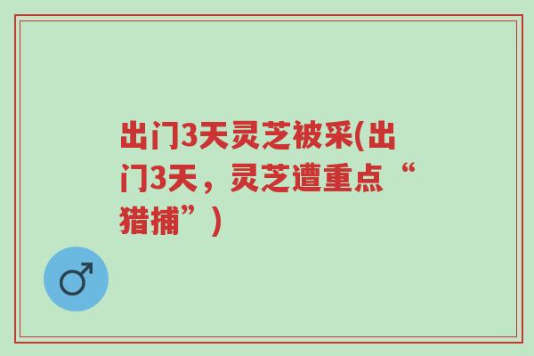 出门3天灵芝被采(出门3天,灵芝遭重点“猎捕”)-第1张图片-超越 出门3天灵芝被采(出门3天,灵芝遭重点“猎捕”)-第1张图片-超越