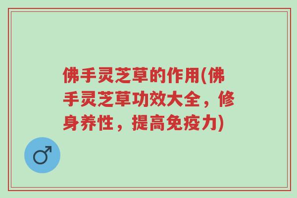 佛手灵芝草的作用(佛手灵芝草功效大全,修身养性,提高免疫力)-第1张图片-超越 佛手灵芝草的作用(佛手灵芝草功效大全,修身养性,提高免疫力)-第1张图片-超越