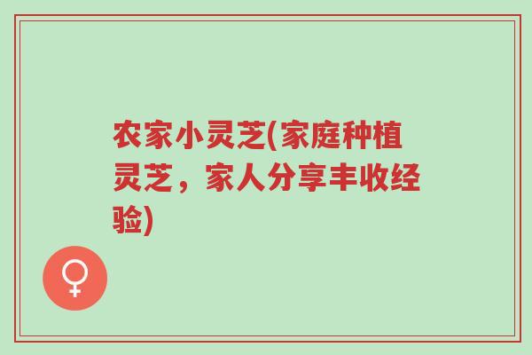 农家小灵芝(家庭种植灵芝,家人分享丰收经验)-第1张图片-超越 农家小灵芝(家庭种植灵芝,家人分享丰收经验)-第1张图片-超越