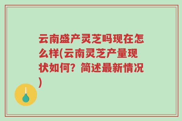 云南盛产灵芝吗现在怎么样(云南灵芝产量现状如何？简述最新情况)-第1张图片-超越