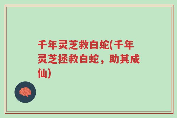 千年灵芝救白蛇(千年灵芝拯救白蛇,助其成仙)-第1张图片-超越 千年灵芝救白蛇(千年灵芝拯救白蛇,助其成仙)-第1张图片-超越
