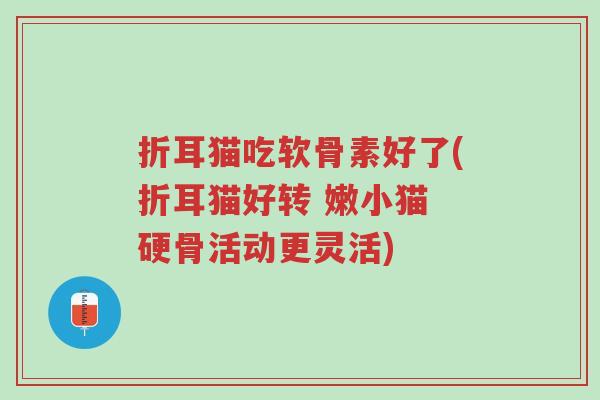 折耳猫吃软骨素好了(折耳猫好转 嫩小猫 硬骨活动更灵活)-第1张图片-超越 折耳猫吃软骨素好了(折耳猫好转 嫩小猫 硬骨活动更灵活)-第1张图片-超越