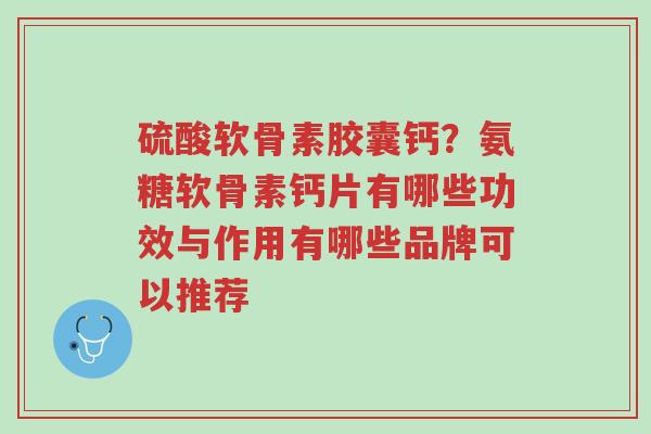 硫酸软骨素胶囊钙?氨糖软骨素钙片有哪些功效与作用有哪些品牌可以推荐-第1张图片-超越 硫酸软骨素胶囊钙?氨糖软骨素钙片有哪些功效与作用有哪些品牌可以推荐-第1张图片-超越