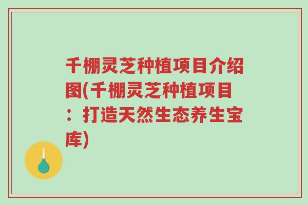 千棚灵芝种植项目介绍图(千棚灵芝种植项目：打造天然生态养生宝库)-第1张图片-超越