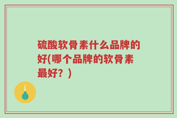 硫酸软骨素什么品牌的好(哪个品牌的软骨素最好?)-第1张图片-超越 硫酸软骨素什么品牌的好(哪个品牌的软骨素最好?)-第1张图片-超越