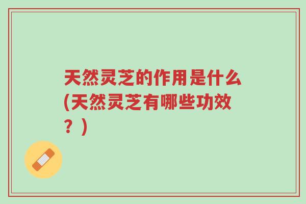 天然灵芝的作用是什么(天然灵芝有哪些功效？)-第1张图片-超越