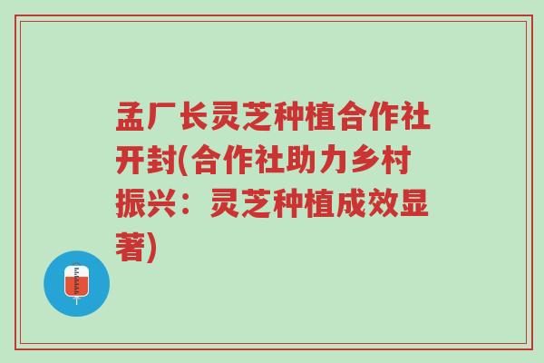 孟厂长灵芝种植合作社开封(合作社助力乡村振兴:灵芝种植成效显著)-第1张图片-超越 孟厂长灵芝种植合作社开封(合作社助力乡村振兴:灵芝种植成效显著)-第1张图片-超越