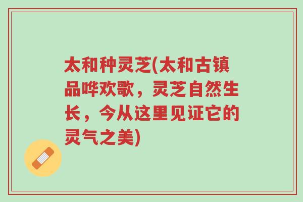 太和种灵芝(太和古镇品哗欢歌,灵芝自然生长,今从这里见证它的灵气之美)-第1张图片-超越 太和种灵芝(太和古镇品哗欢歌,灵芝自然生长,今从这里见证它的灵气之美)-第1张图片-超越