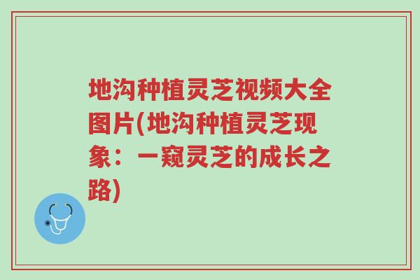 地沟种植灵芝视频大全图片(地沟种植灵芝现象：一窥灵芝的成长之路)-第1张图片-超越