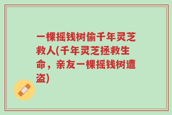 一棵摇钱树偷千年灵芝救人(千年灵芝拯救生命,亲友一棵摇钱树遭盗)-第1张图片-超越 一棵摇钱树偷千年灵芝救人(千年灵芝拯救生命,亲友一棵摇钱树遭盗)-第1张图片-超越