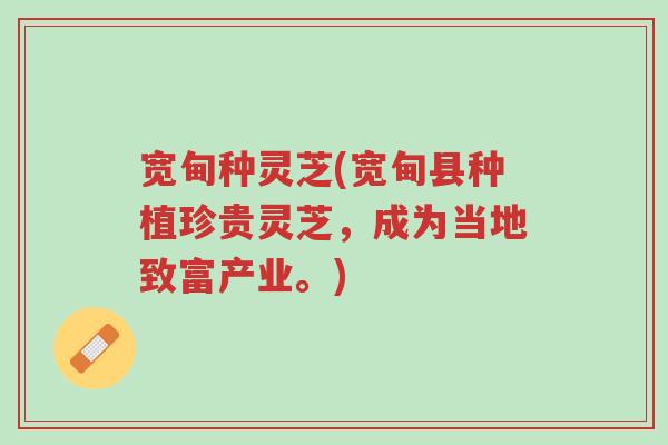 宽甸种灵芝(宽甸县种植珍贵灵芝,成为当地致富产业。)-第1张图片-超越 宽甸种灵芝(宽甸县种植珍贵灵芝,成为当地致富产业。)-第1张图片-超越