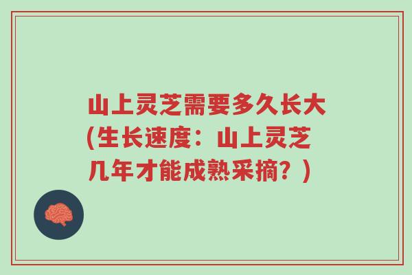 山上灵芝需要多久长大(生长速度:山上灵芝几年才能成熟采摘?)-第1张图片-超越 山上灵芝需要多久长大(生长速度:山上灵芝几年才能成熟采摘?)-第1张图片-超越