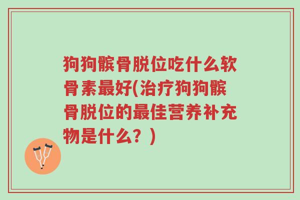 狗狗髌骨脱位吃什么软骨素最好(治疗狗狗髌骨脱位的最佳营养补充物是什么?)-第1张图片-超越 狗狗髌骨脱位吃什么软骨素最好(治疗狗狗髌骨脱位的最佳营养补充物是什么?)-第1张图片-超越