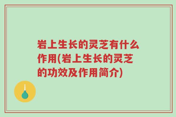 岩上生长的灵芝有什么作用(岩上生长的灵芝的功效及作用简介)-第1张图片-超越