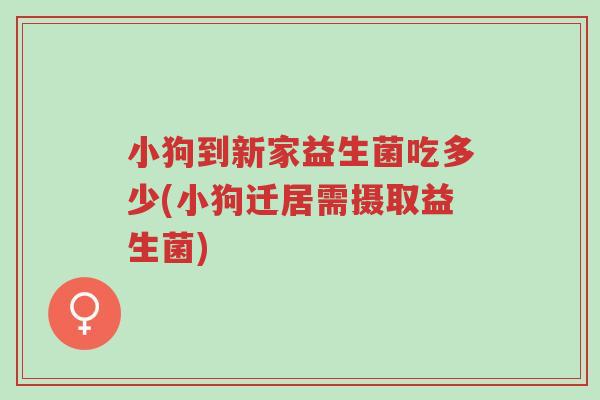 小狗到新家益生菌吃多少(小狗迁居需摄取益生菌)-第1张图片-超越 小狗到新家益生菌吃多少(小狗迁居需摄取益生菌)-第1张图片-超越