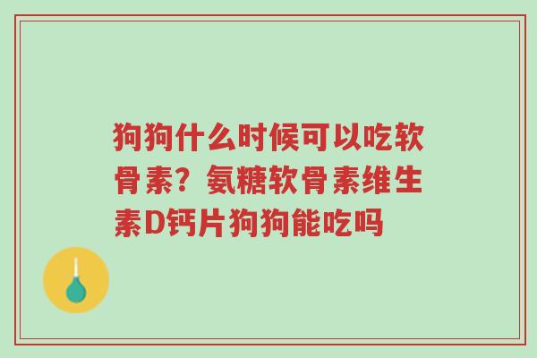 狗狗什么时候可以吃软骨素?氨糖软骨素维生素D钙片狗狗能吃吗-第1张图片-超越 狗狗什么时候可以吃软骨素?氨糖软骨素维生素D钙片狗狗能吃吗-第1张图片-超越