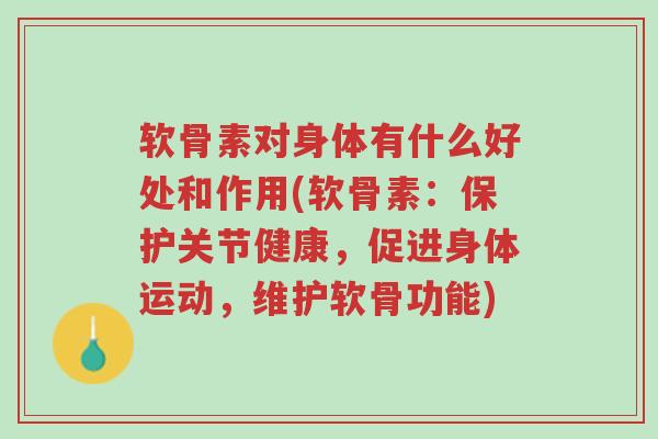 软骨素对身体有什么好处和作用(软骨素:保护关节健康,促进身体运动,维护软骨功能)-第1张图片-超越 软骨素对身体有什么好处和作用(软骨素:保护关节健康,促进身体运动,维护软骨功能)-第1张图片-超越