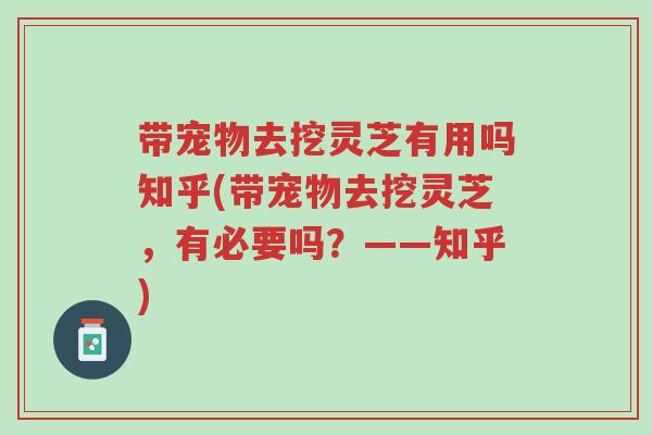 带宠物去挖灵芝有用吗知乎(带宠物去挖灵芝,有必要吗?——知乎)-第1张图片-超越 带宠物去挖灵芝有用吗知乎(带宠物去挖灵芝,有必要吗?——知乎)-第1张图片-超越