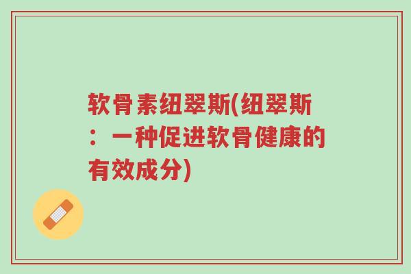 软骨素纽翠斯(纽翠斯:一种促进软骨健康的有效成分)-第1张图片-超越 软骨素纽翠斯(纽翠斯:一种促进软骨健康的有效成分)-第1张图片-超越