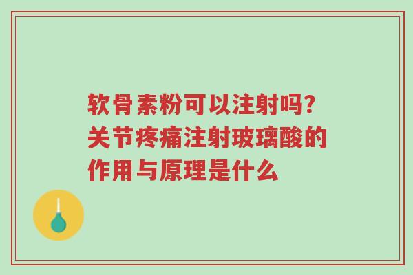 软骨素粉可以注射吗?关节疼痛注射玻璃酸的作用与原理是什么-第1张图片-超越 软骨素粉可以注射吗?关节疼痛注射玻璃酸的作用与原理是什么-第1张图片-超越
