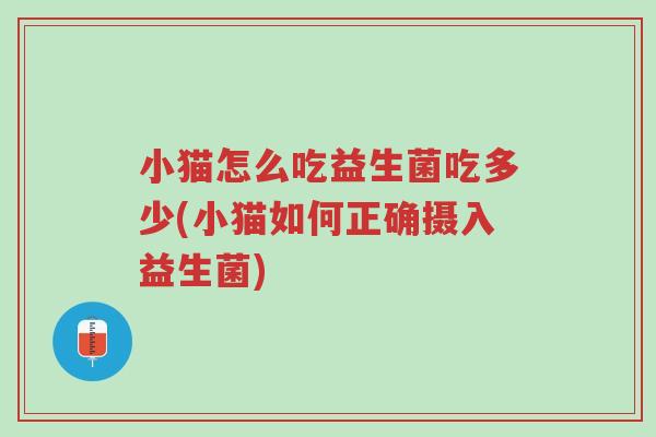 小猫怎么吃益生菌吃多少(小猫如何正确摄入益生菌)-第1张图片-超越 小猫怎么吃益生菌吃多少(小猫如何正确摄入益生菌)-第1张图片-超越
