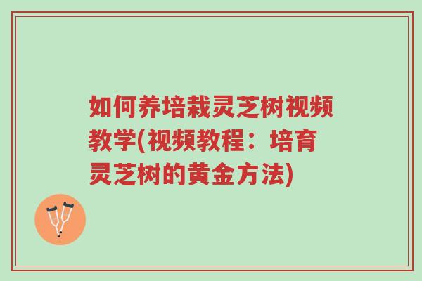 如何养培栽灵芝树视频教学(视频教程:培育灵芝树的黄金方法)-第1张图片-超越 如何养培栽灵芝树视频教学(视频教程:培育灵芝树的黄金方法)-第1张图片-超越