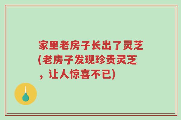 家里老房子长出了灵芝(老房子发现珍贵灵芝，让人惊喜不已)-第1张图片-超越