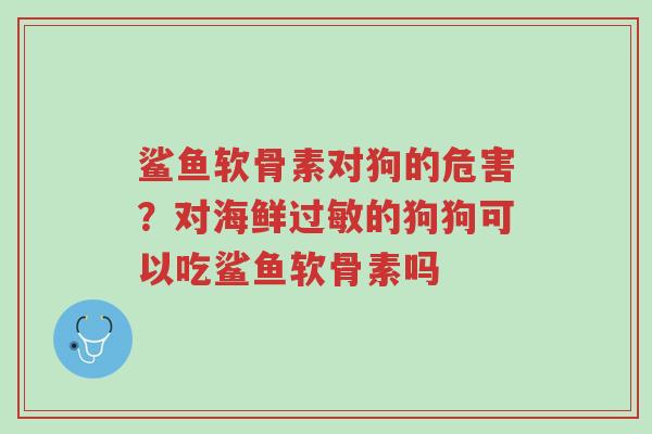 鲨鱼软骨素对狗的危害?对海鲜过敏的狗狗可以吃鲨鱼软骨素吗-第1张图片-超越 鲨鱼软骨素对狗的危害?对海鲜过敏的狗狗可以吃鲨鱼软骨素吗-第1张图片-超越