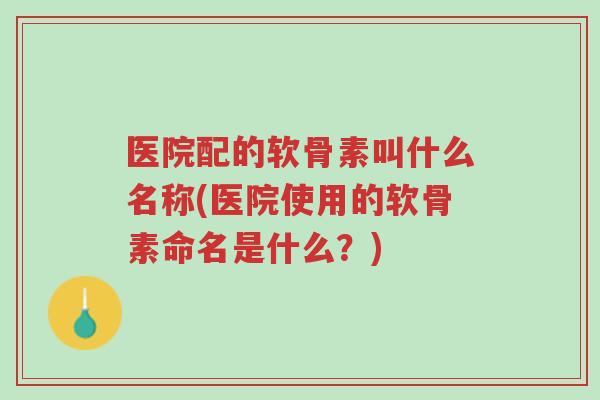 医院配的软骨素叫什么名称(医院使用的软骨素命名是什么?)-第1张图片-超越 医院配的软骨素叫什么名称(医院使用的软骨素命名是什么?)-第1张图片-超越
