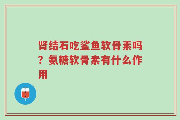 肾结石吃鲨鱼软骨素吗?氨糖软骨素有什么作用-第1张图片-超越 肾结石吃鲨鱼软骨素吗?氨糖软骨素有什么作用-第1张图片-超越