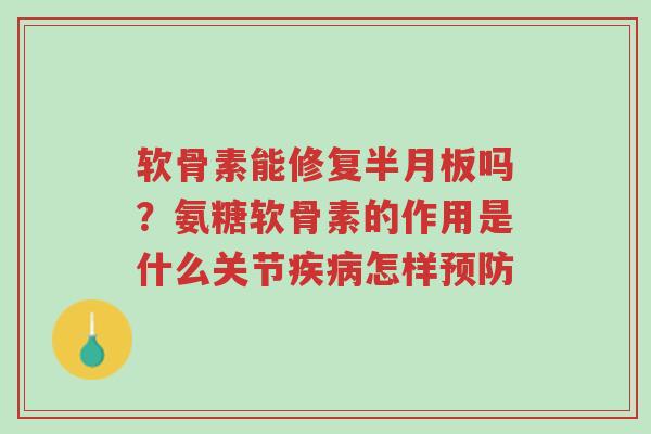 软骨素能修复半月板吗?氨糖软骨素的作用是什么关节疾病怎样预防-第1张图片-超越 软骨素能修复半月板吗?氨糖软骨素的作用是什么关节疾病怎样预防-第1张图片-超越